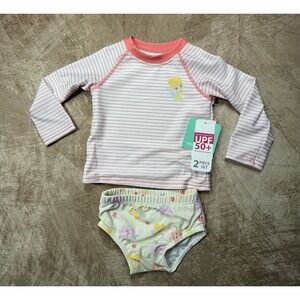 Disney Swim Set Featuring Tinker Bell In A Peach Color Stripe 12 Months